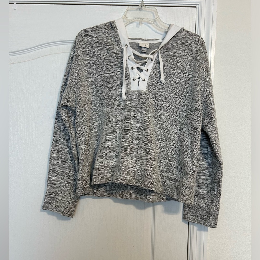 A New Day Lace Up Front Cotton Blend Hoodie Size M